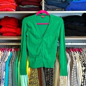 Merona green long sleeve v neck button front cardigan size XS
